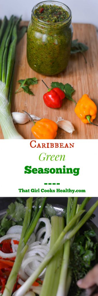 Homemade green seasoning is the foundation for many Trinidadian cuisines