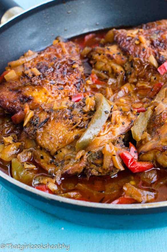 Authentic Jamaican brown stew chicken - That Girl Cooks Healthy