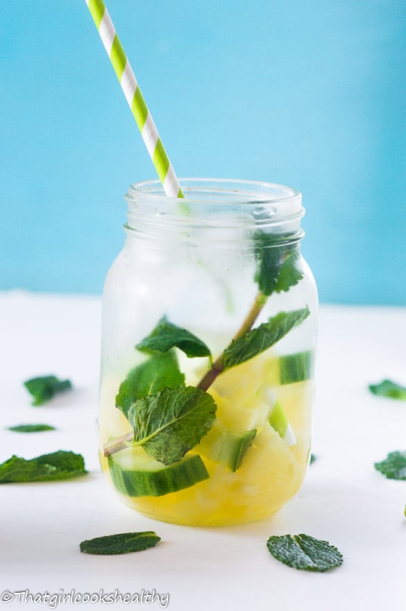 Pineapple mint infused water - That Girl Cooks Healthy