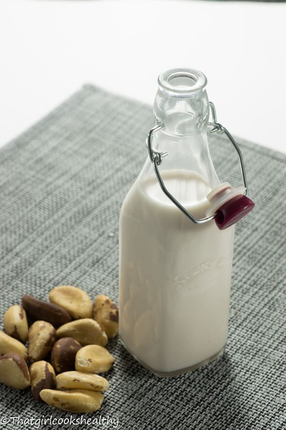 A bottle of Brazil nut milk 