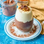 Chocolate pudding in glass with chocolate dust