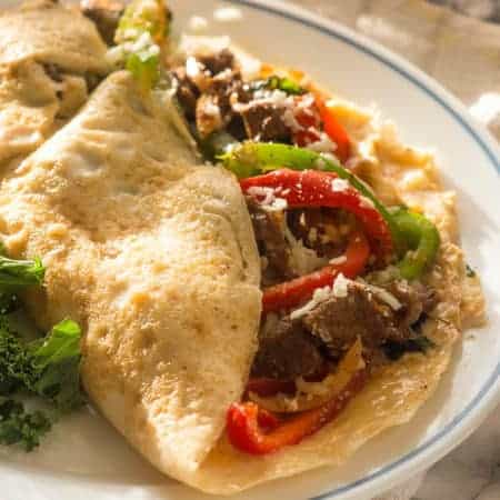 Egg white Philly cheese steak omelette Egg white Philly cheese steak omelette