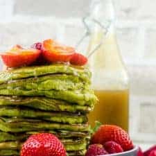 Gluten free spinach pancakes with ginger syrup