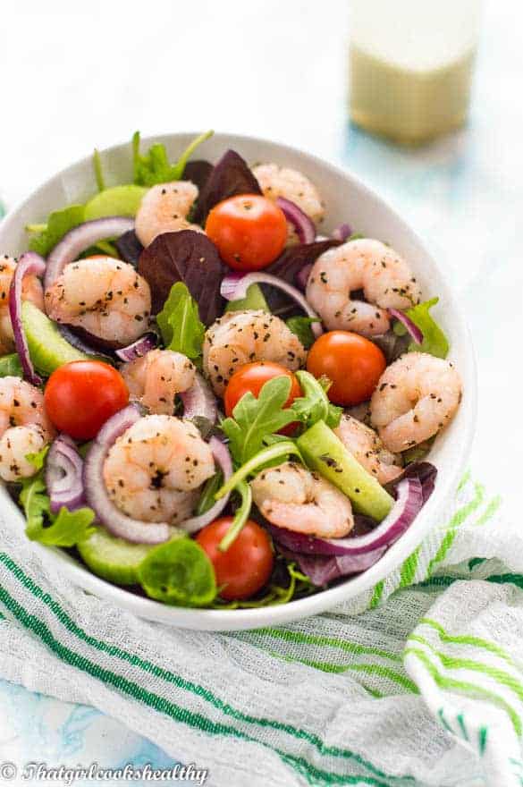 Simple low carb keto shrimp salad - That Girl Cooks Healthy