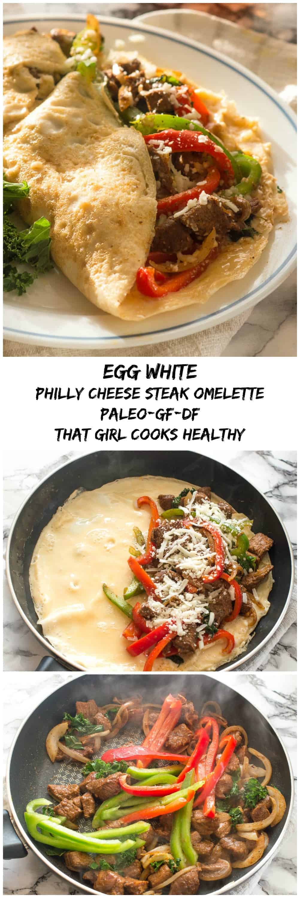 Egg white philly cheese steak omelette