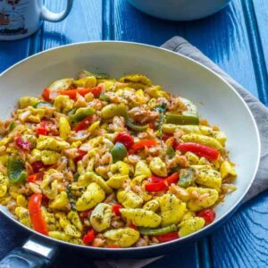 A skillet of Ackee and Saltfish