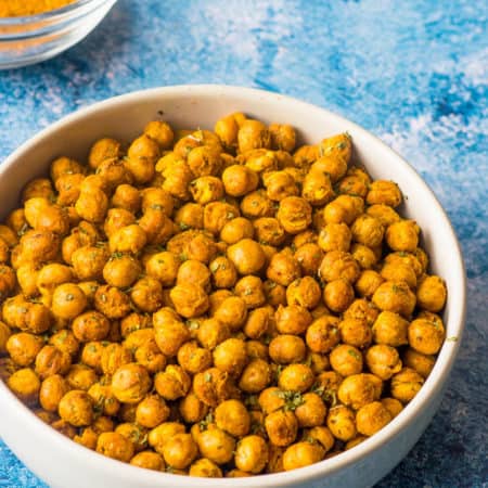 Curried air fryer chickpeas Curried air fryer chickpeas in a bowl
