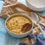 Gluten free avocado chocolate crumble with empty bowl
