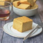 Dairy free cornbread on a white plate
