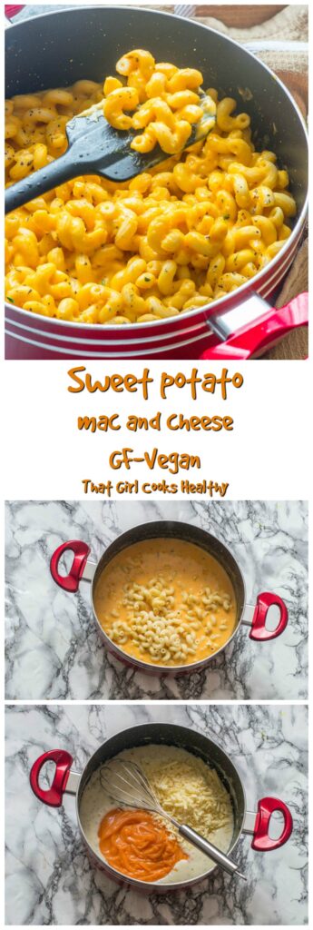 Delicious, time saving sweet potato mac and cheese that's gluten free and vegan friendly