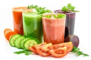 4 glasses of vegetable juices
