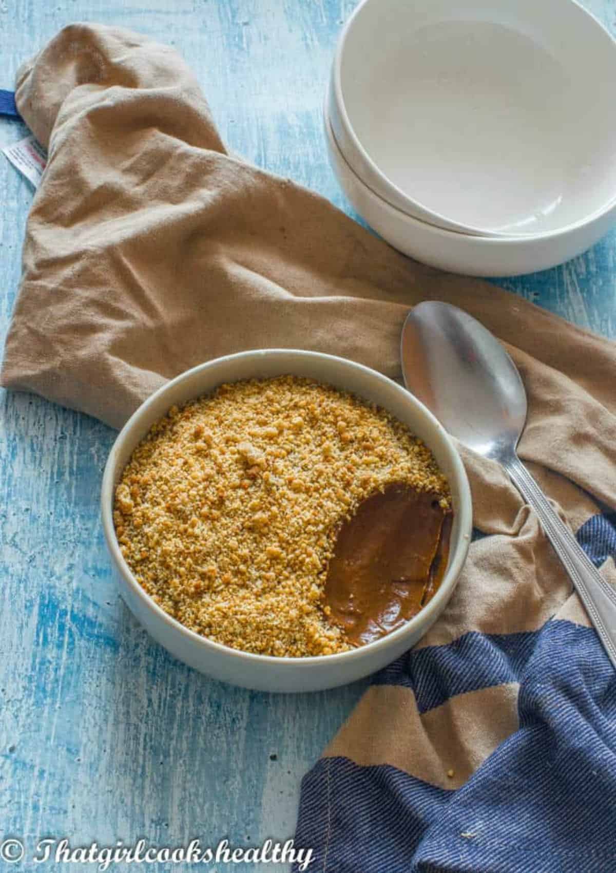 Crumble scooped out of bowl