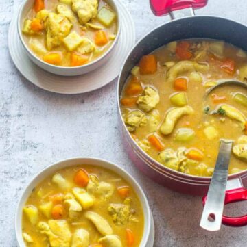 Bowls of chicken soup