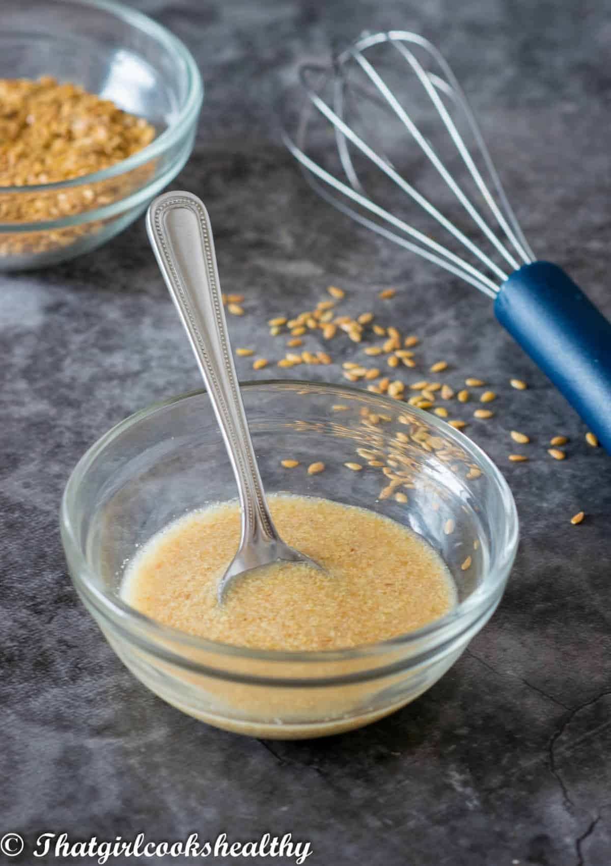 flax egg in a spoon