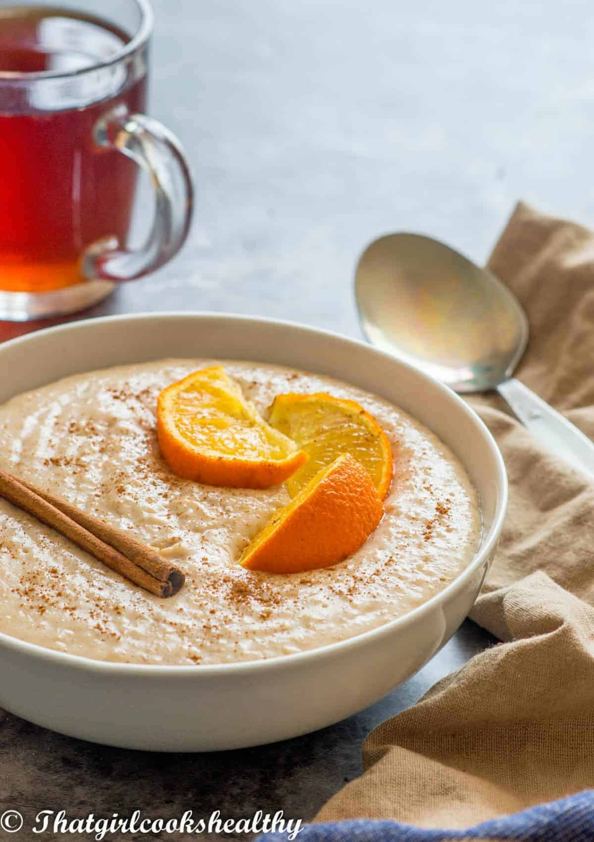 porridge with orange topping