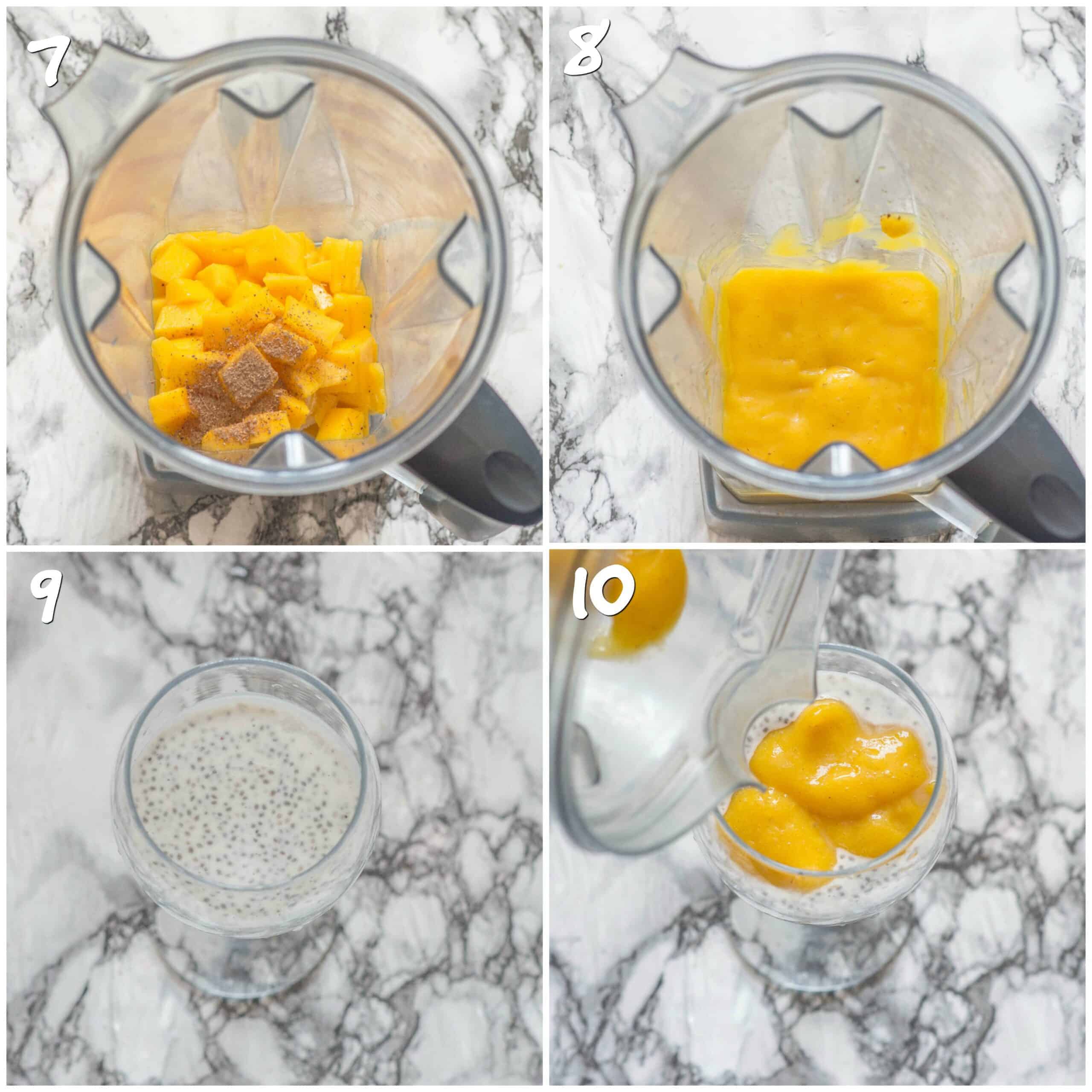 steps 7-10 preparing the mango puree