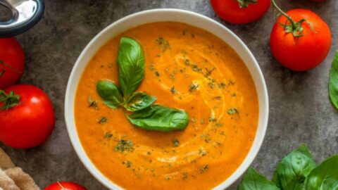 Hot or Cold Fresh Tomato Soup with Basil - The Vegan Atlas