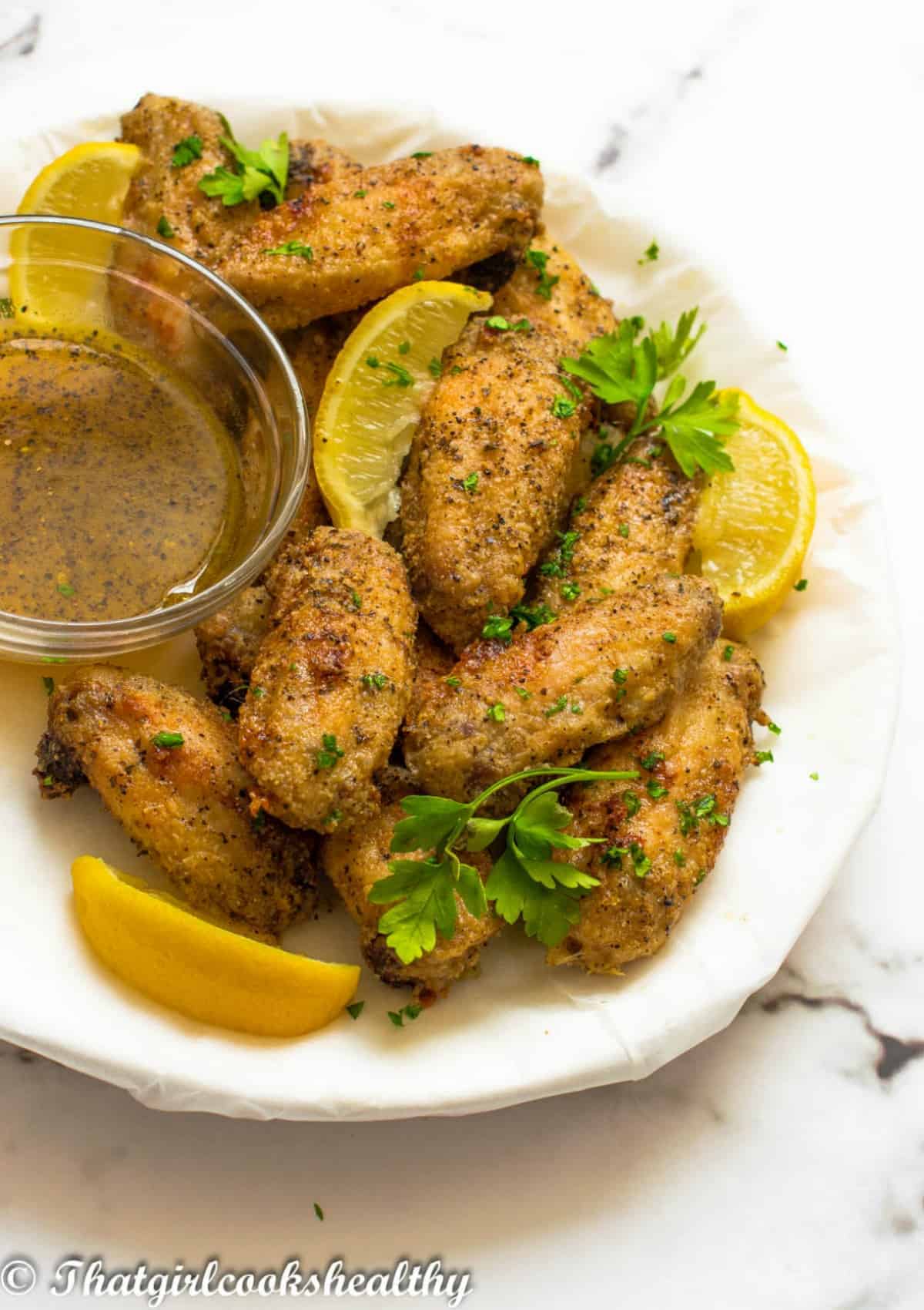 Air Fryer Lemon Pepper Chicken Wings - That Girl Cooks Healthy