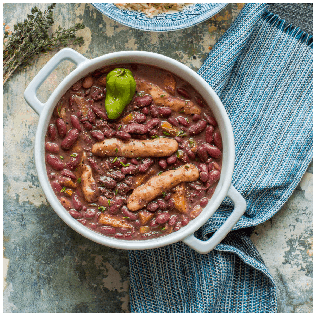 stew peas in a casserole dish