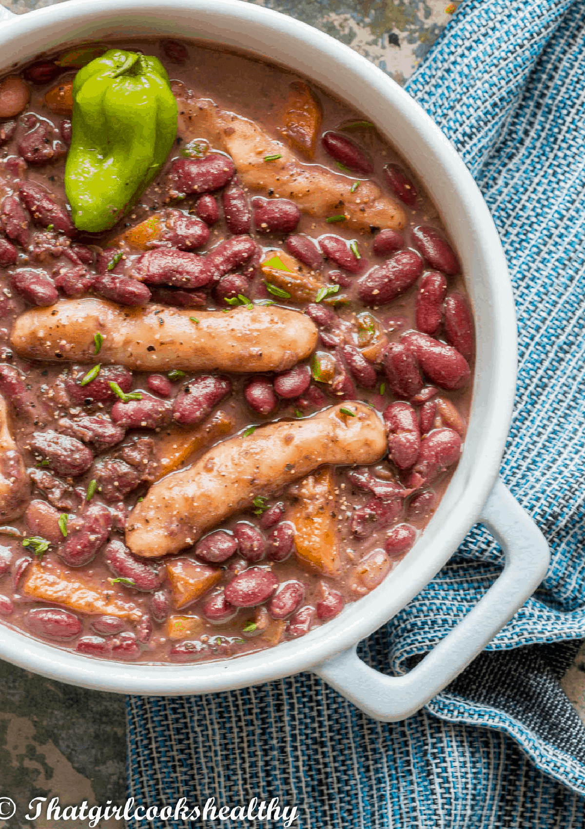 close up of the dish with stew peas