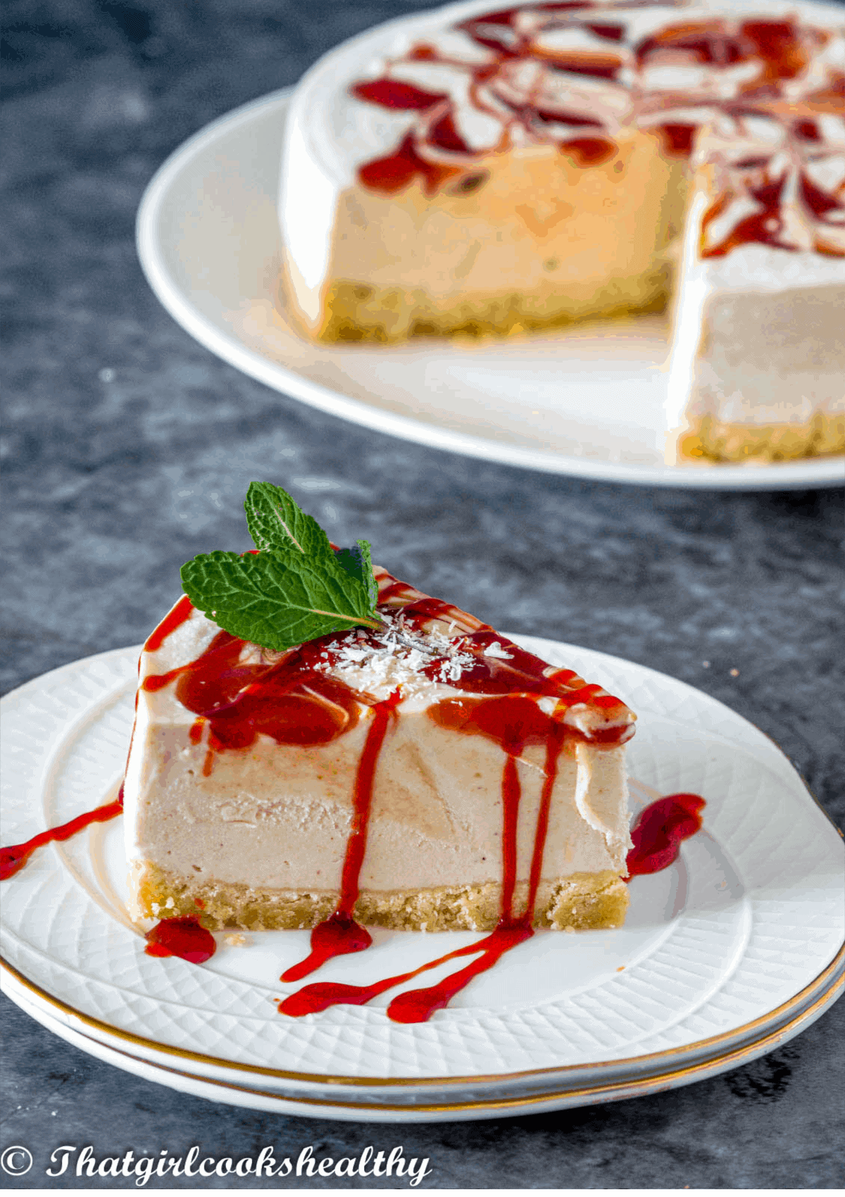 single slice of cheesecake