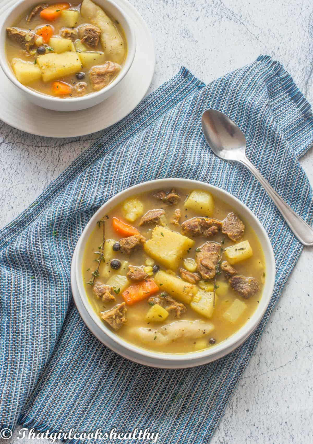 soup in a white bowl