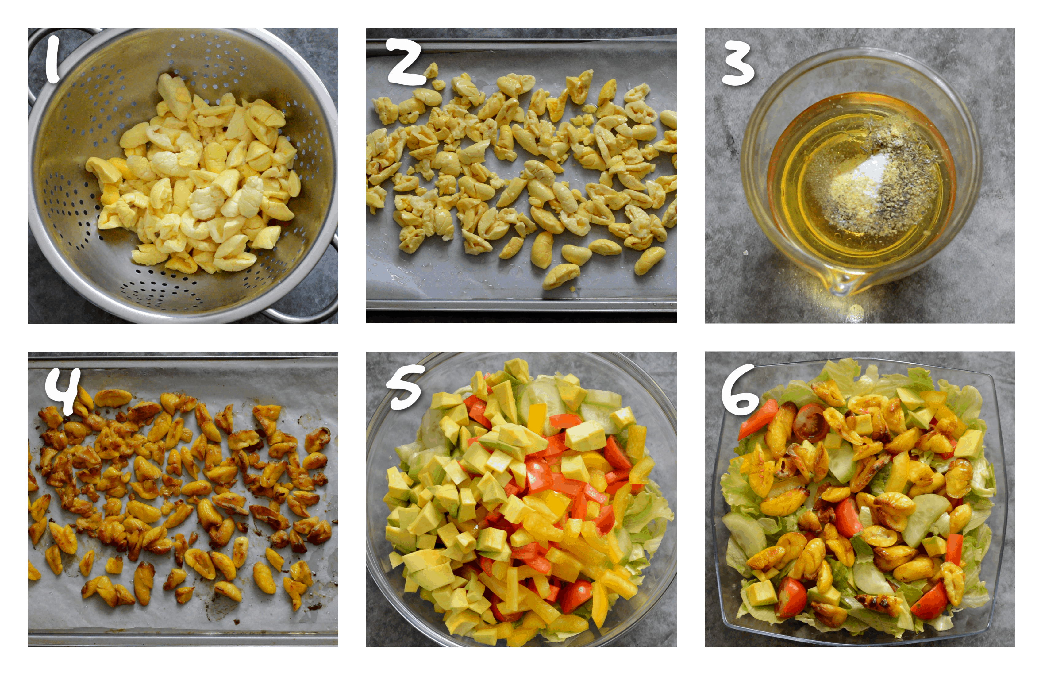 steps1-6 roasting the ackee and making the salad