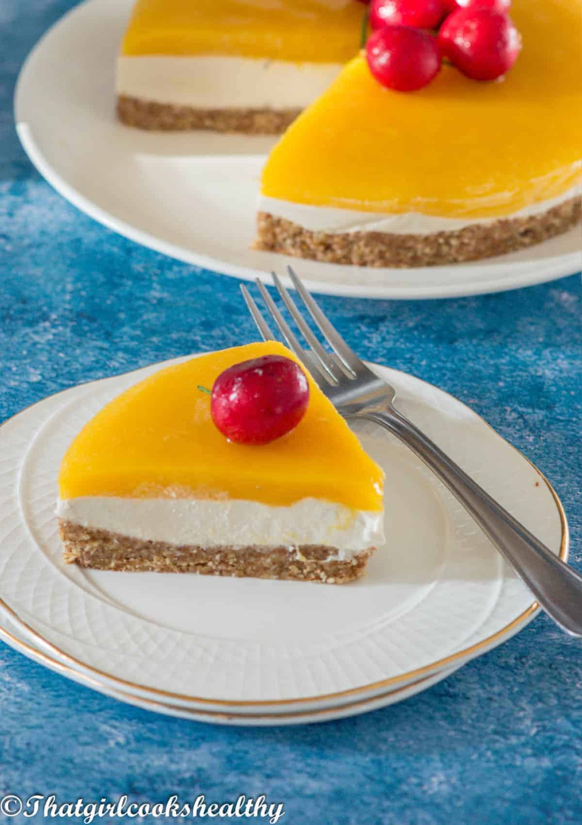 slice of cheesecake with a fork