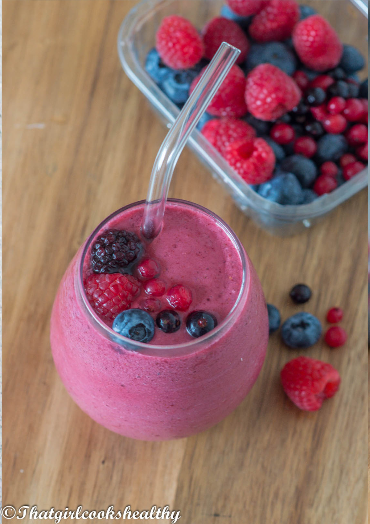 Overhead shot of the smoothie