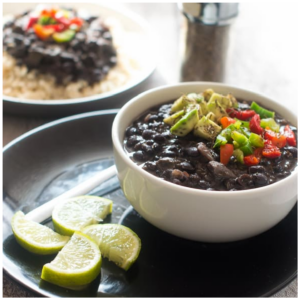 Black beans with topping