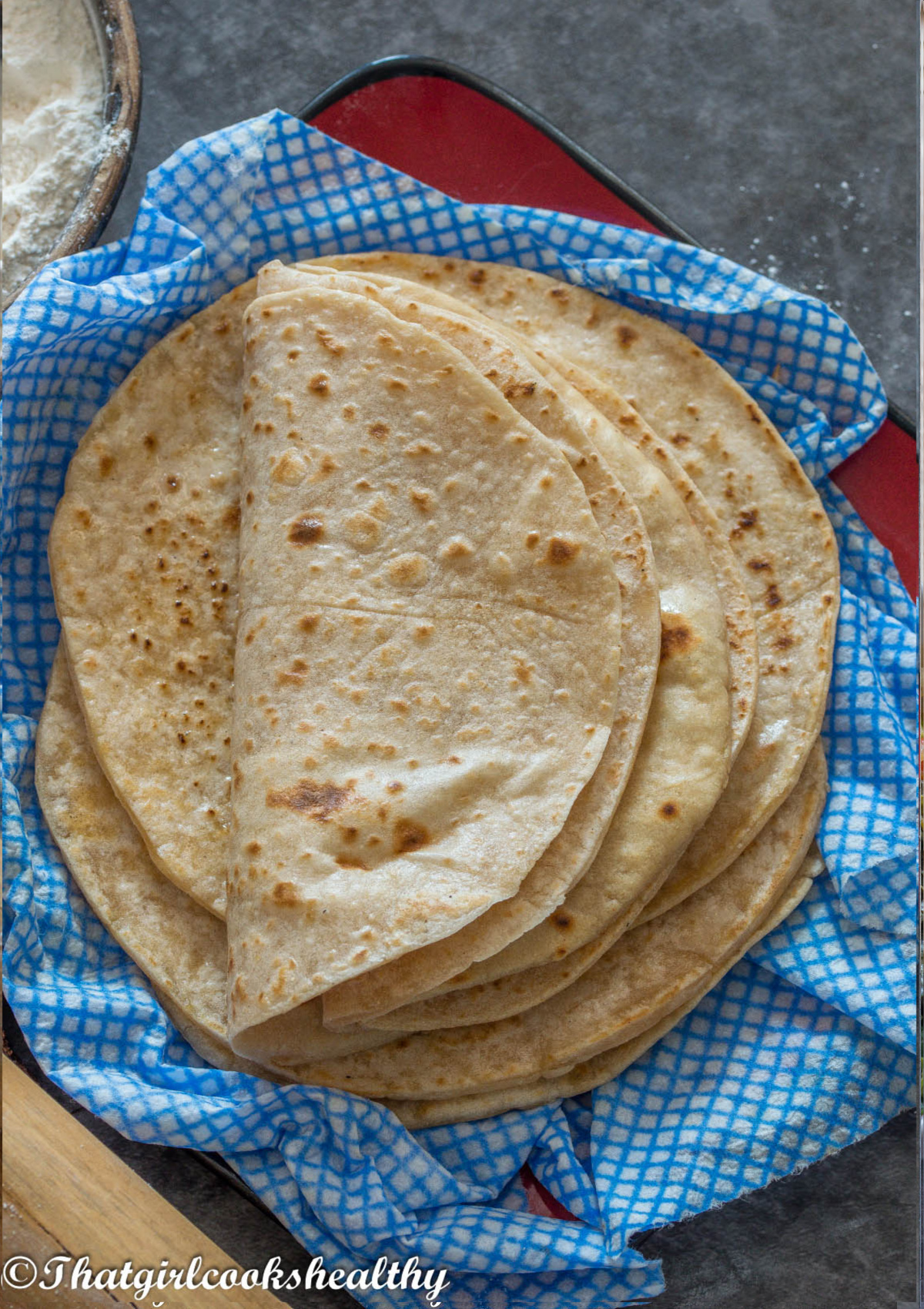 Close up of the roti