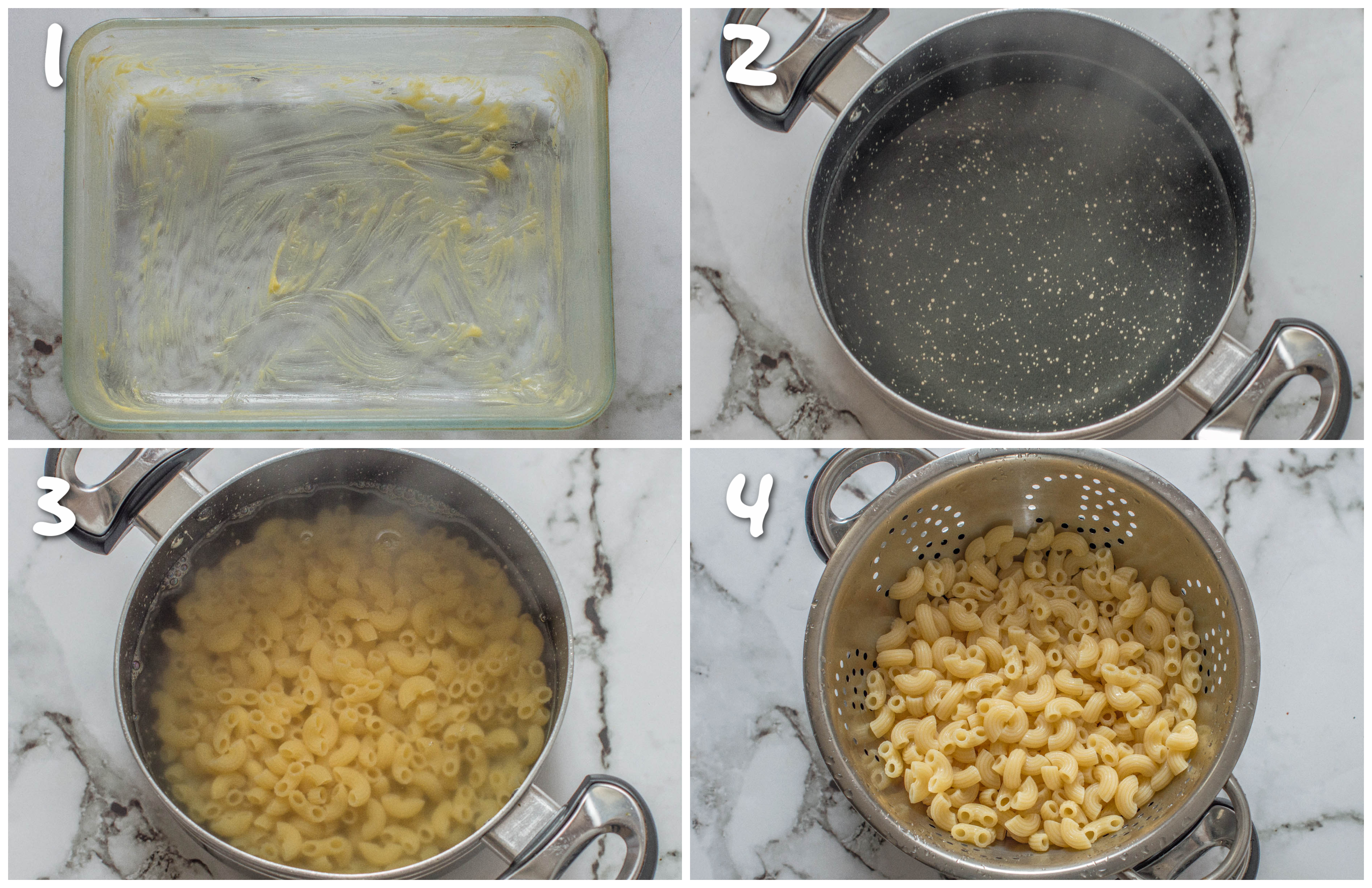 Steps 1-4 Boiling the macaroni