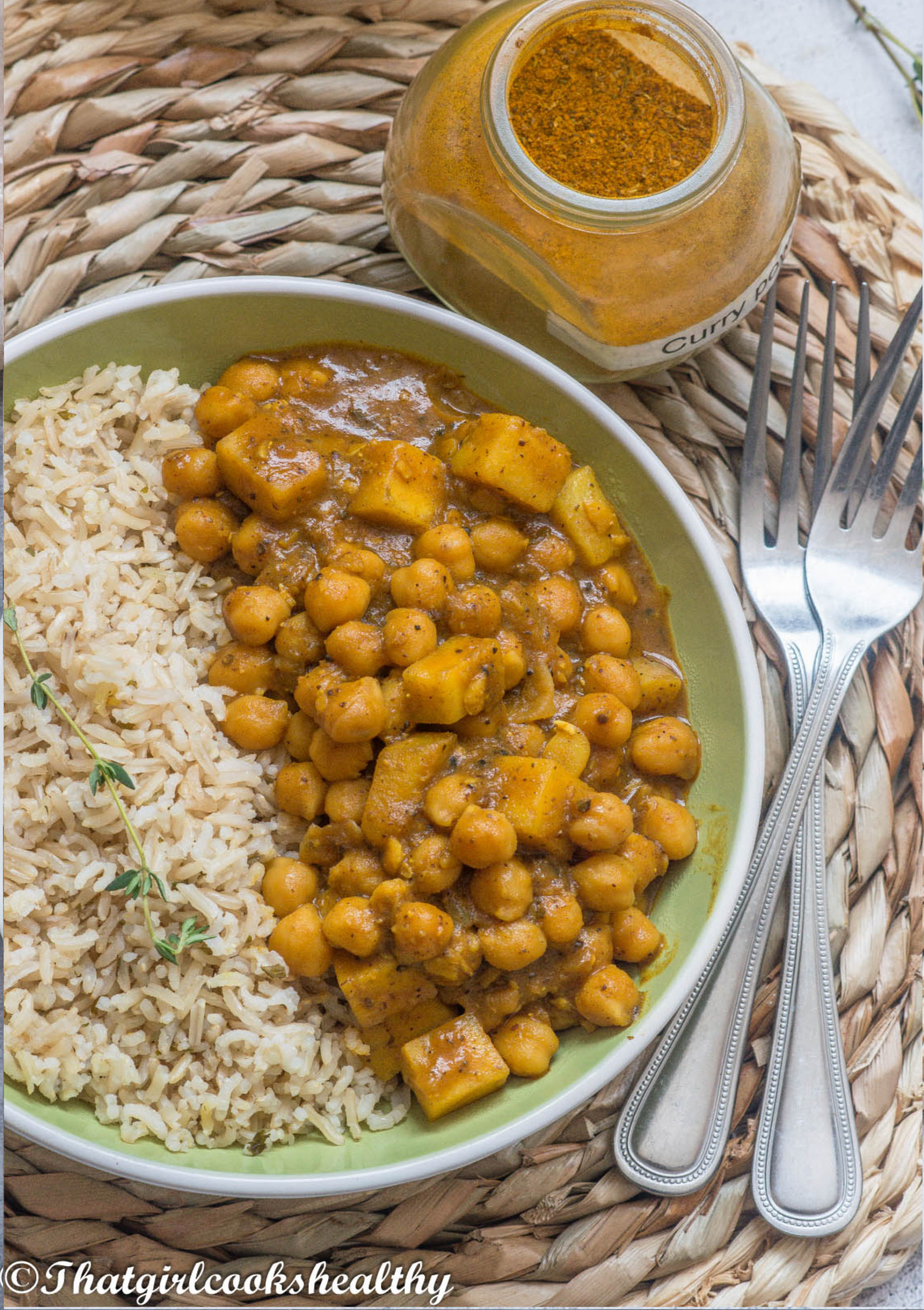 Close up of the curry with some rice