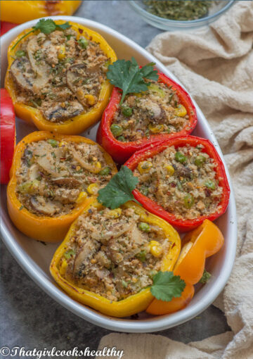 Cauliflower Rice Stuffed Peppers - That Girl Cooks Healthy