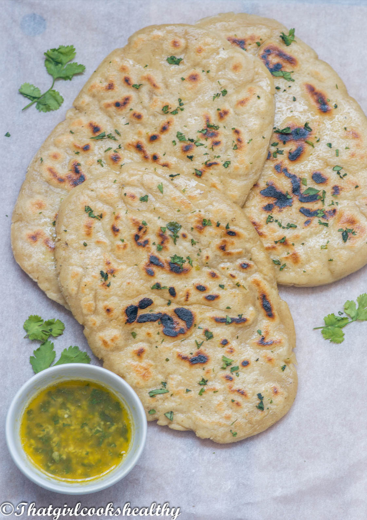 Close up of the naan with butter