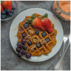 waffles with a fruit garnish