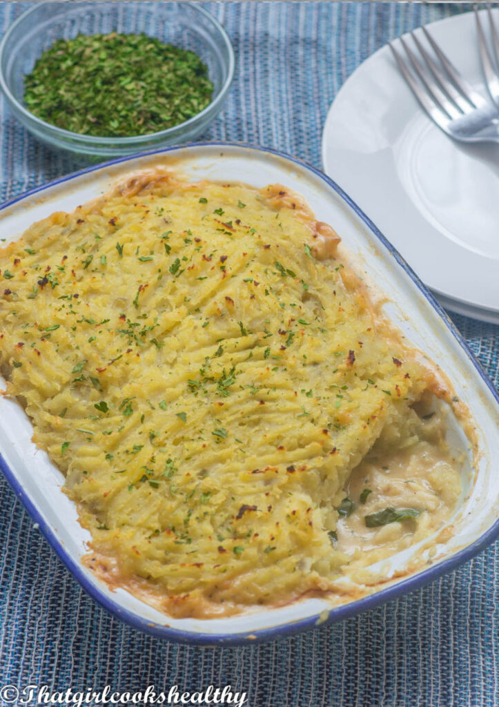 close up of the fish pie