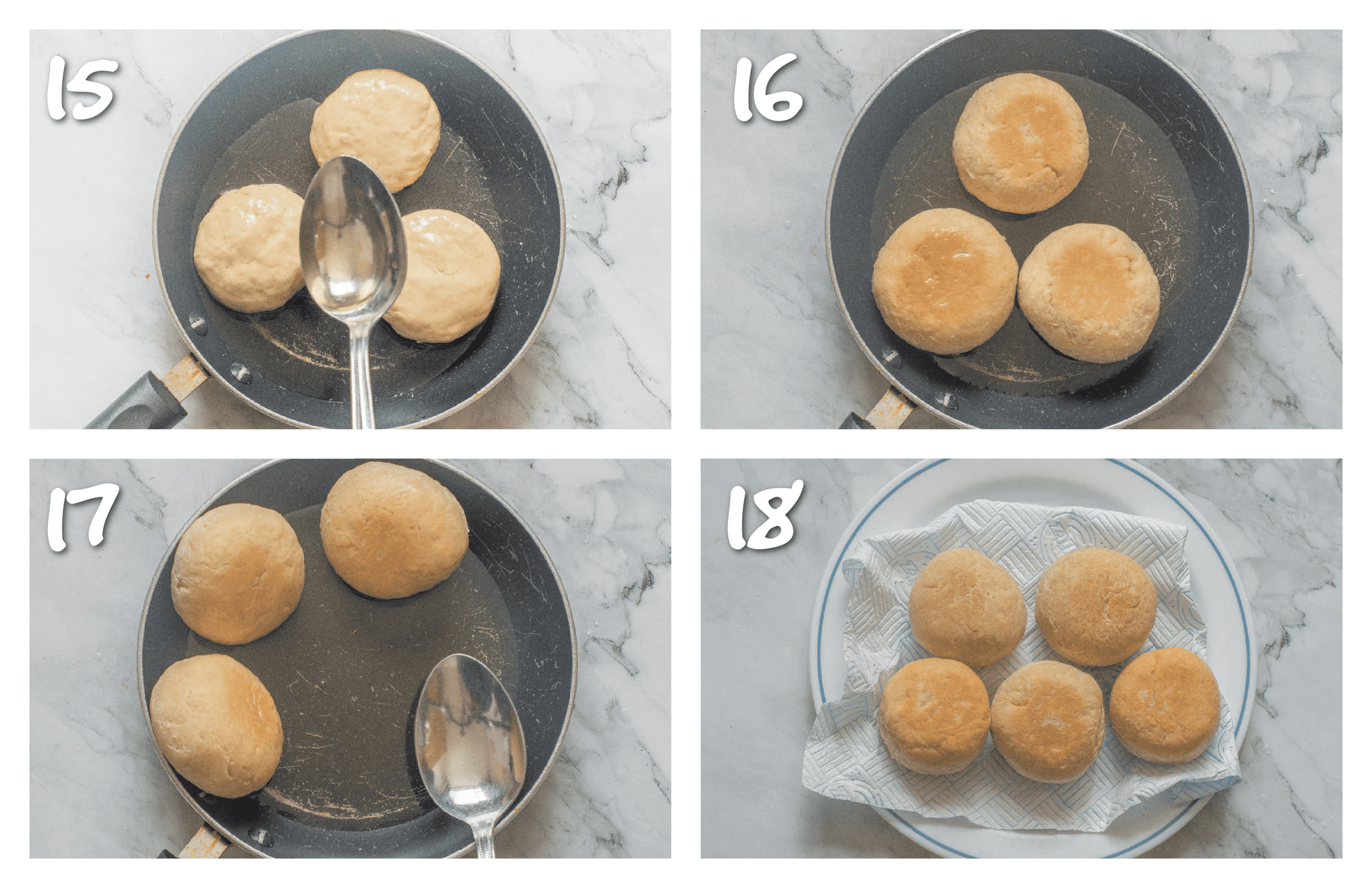 Steps 15-18 frying the dumpling