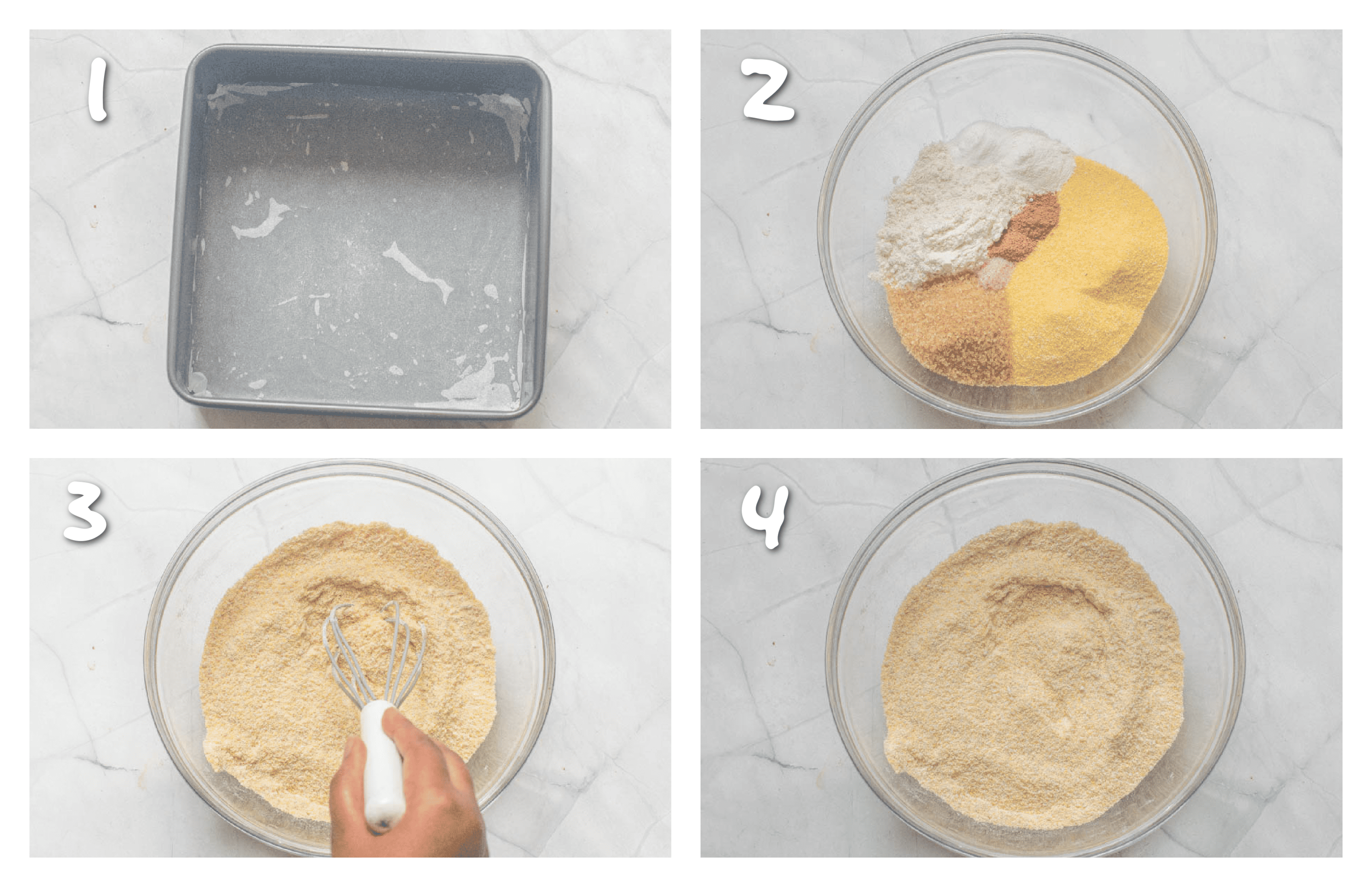 Steps 1-4 mixing the dry ingredients
