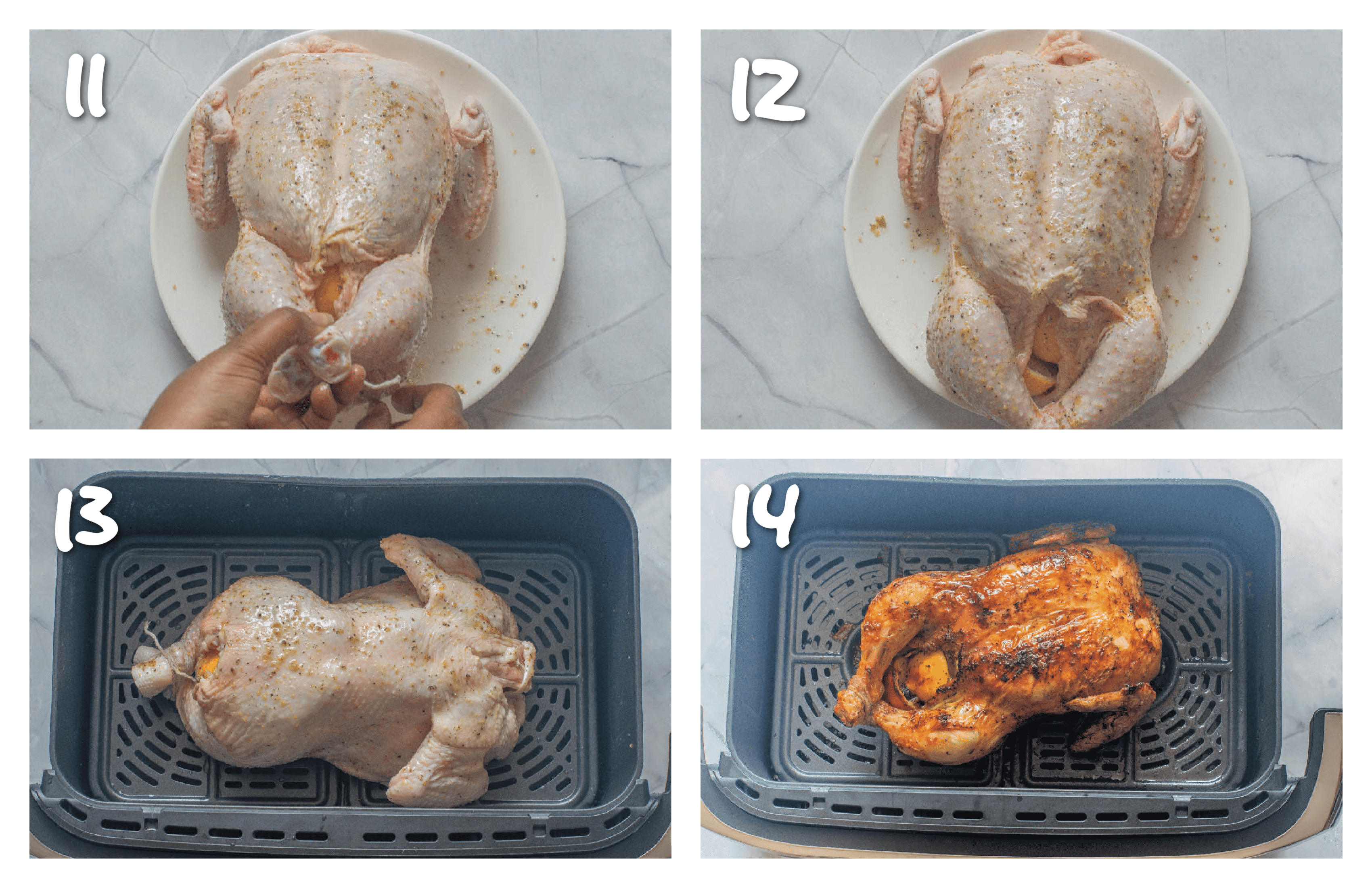 Steps 11-14 roasting the chicken