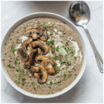 Mushroom soup in a bowl