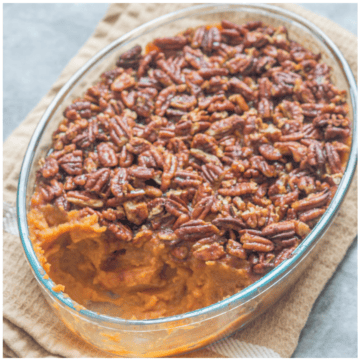 Sweet potato casserole scooped out