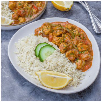 Soya chunks with cauliflower rice