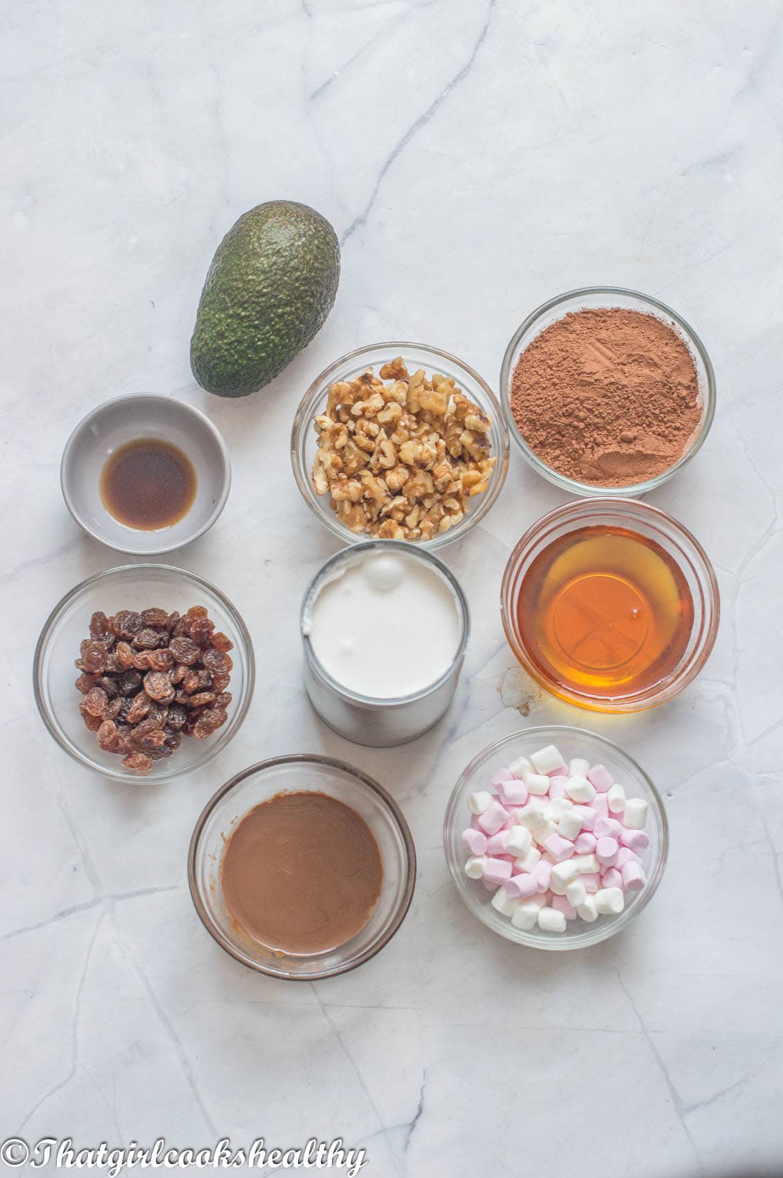 Ingredients needed for Avocado Chocolate Ice Cream