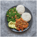 Food on a black plate
