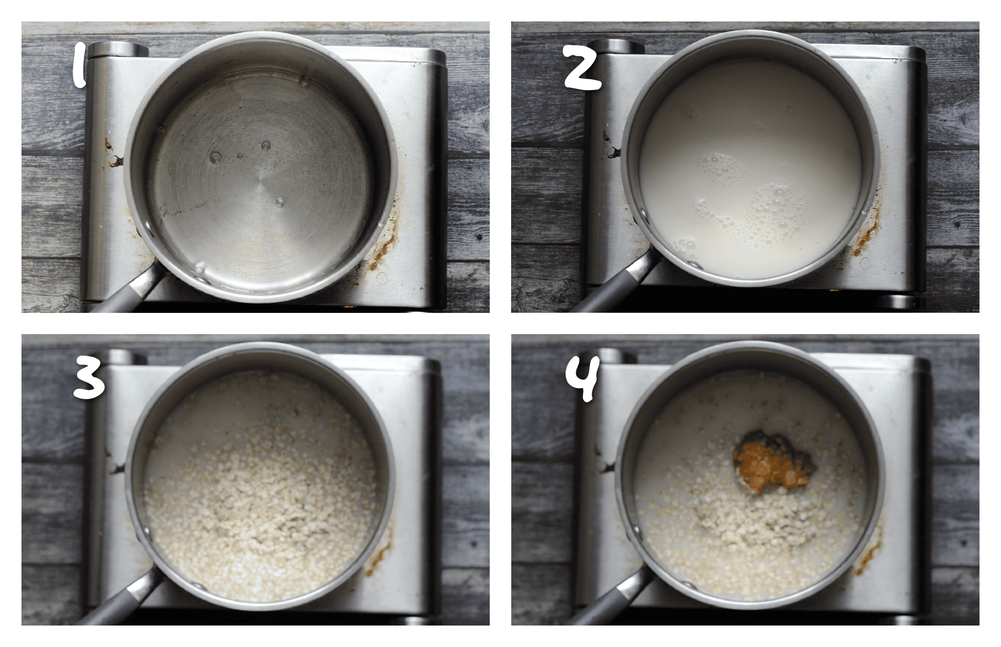 step1-4 adding the liquid and oats