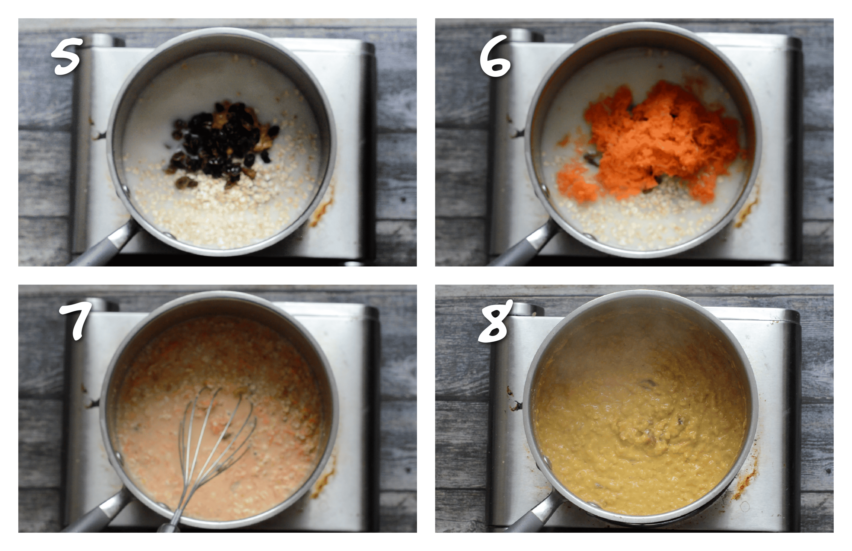 step5-6 mixing the raisins, grated carrots and mixing together