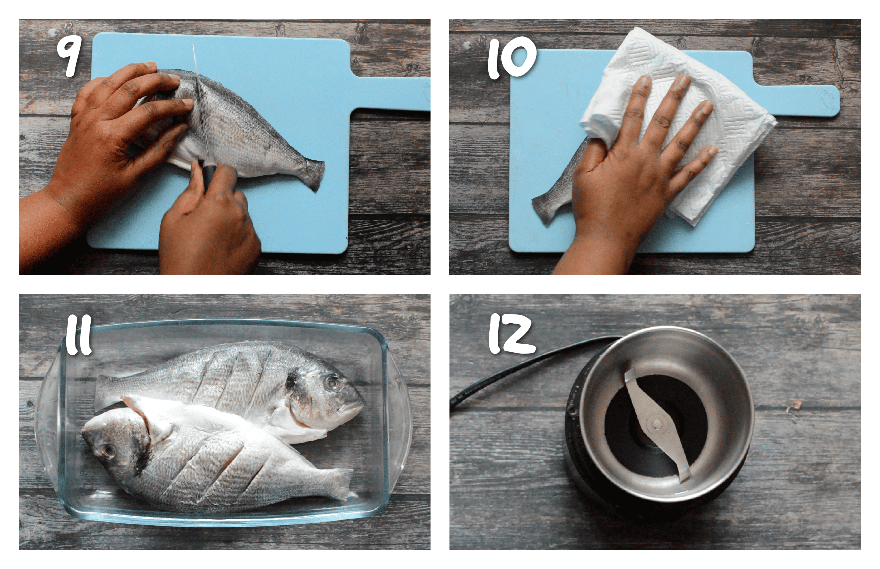 step9-12 blotting the fish dry