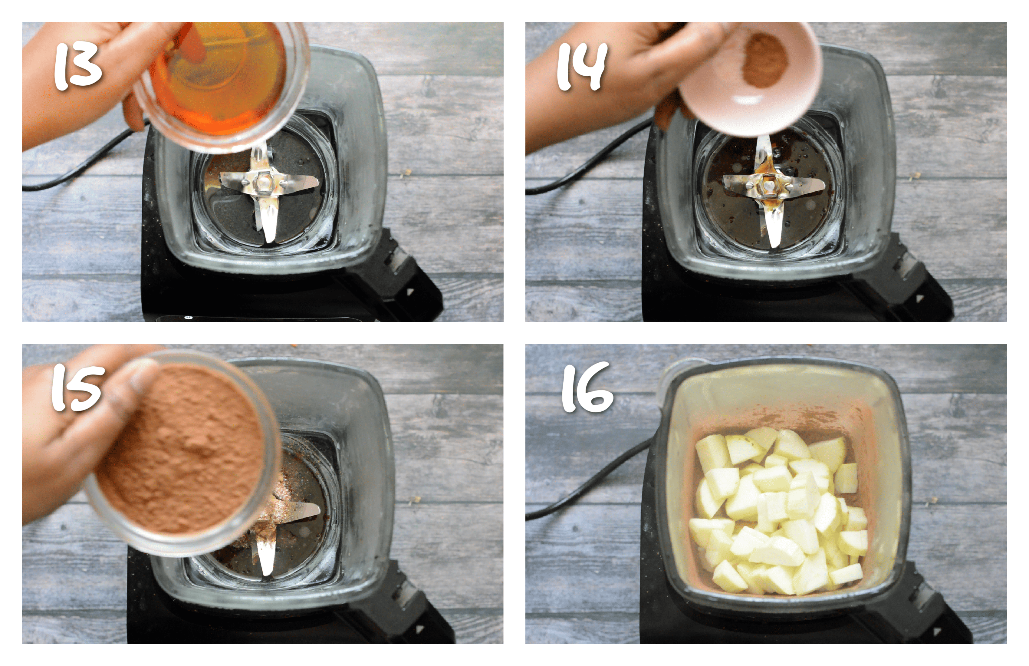 steps 13-16 adding wet and dry ingredients