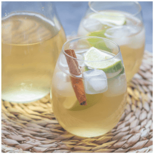 2 glasses of mauby with ice